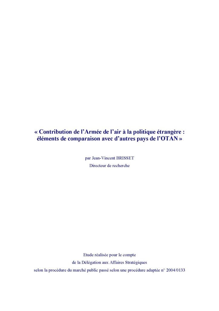 Contribution de l’Armée de l’air à la politique étrangère : éléments de comparaison avec d’autres pays de l’OTAN
