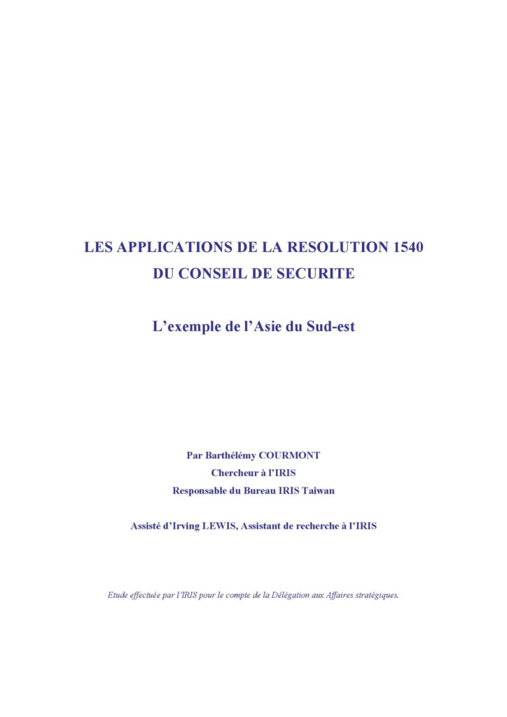 Les applications de la résolution 1540 du Conseil de sécurité

