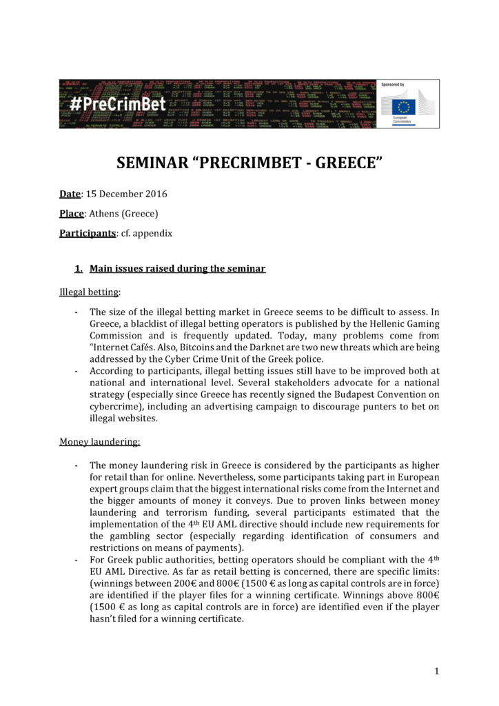Greece Precrimbet Seminar Synthesis
