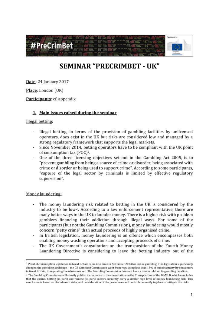 UK Precrimbet Seminar Synthesis
