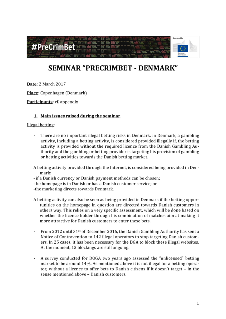 Denmark Precrimbet Seminar Synthesis
