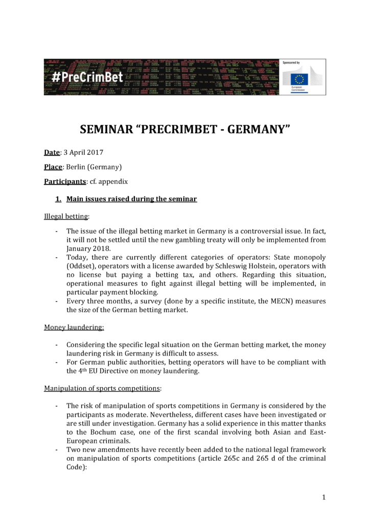 Germany Precrimbet Seminar Synthesis
