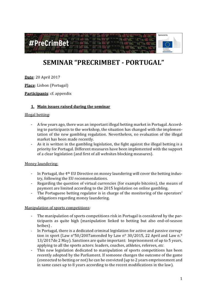 Portugal PreCrimBet Seminar Synthesis
