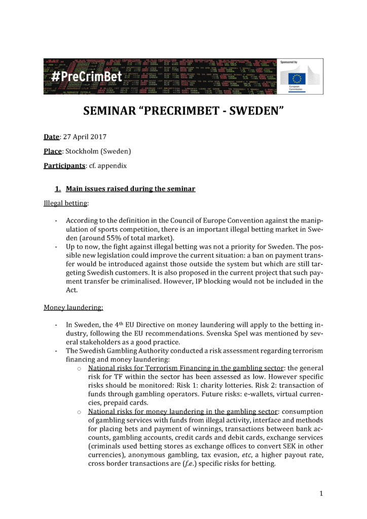 Sweden Precrimbet Seminar Synthesis
