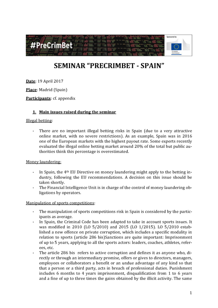 Spain Precrimbet Seminar Synthesis
