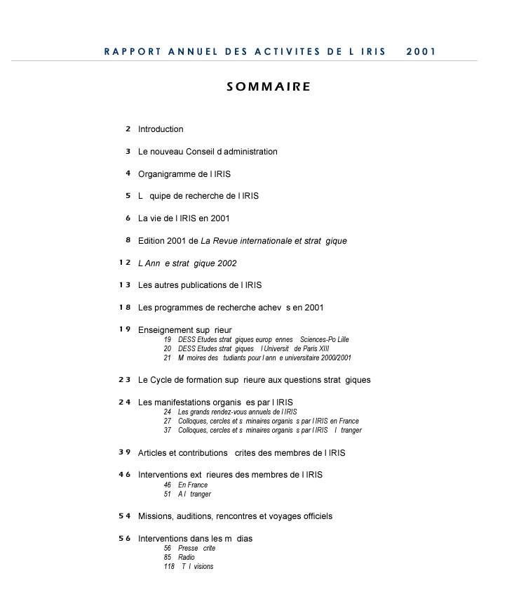 Activity Report 2001 (FR)
