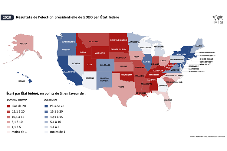 Résultats de l’élection présidentielle aux États-Unis en 2020 par État fédéré